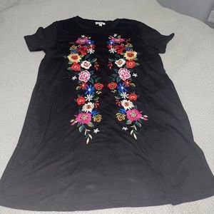 Embroidered T Shirt Dress